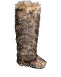 Dolce & Gabbana Brown Faux Skim Ski Fur Knee High Boots Shoes Dolce & Gabbana