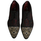 Dolce & Gabbana Black Red Embellished Derby Dress Formal Shoes Dolce & Gabbana