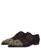 Dolce & Gabbana Black Red Embellished Derby Dress Formal Shoes - Eljoys Fashion 