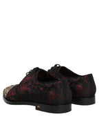 Dolce & Gabbana Black Red Embellished Derby Dress Formal Shoes - Eljoys Fashion 