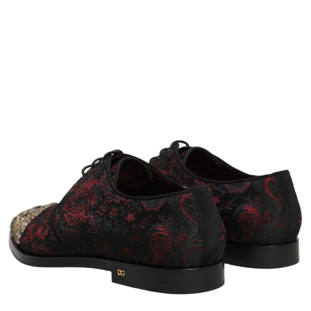 Dolce & Gabbana Black Red Embellished Derby Dress Formal Shoes Dolce & Gabbana
