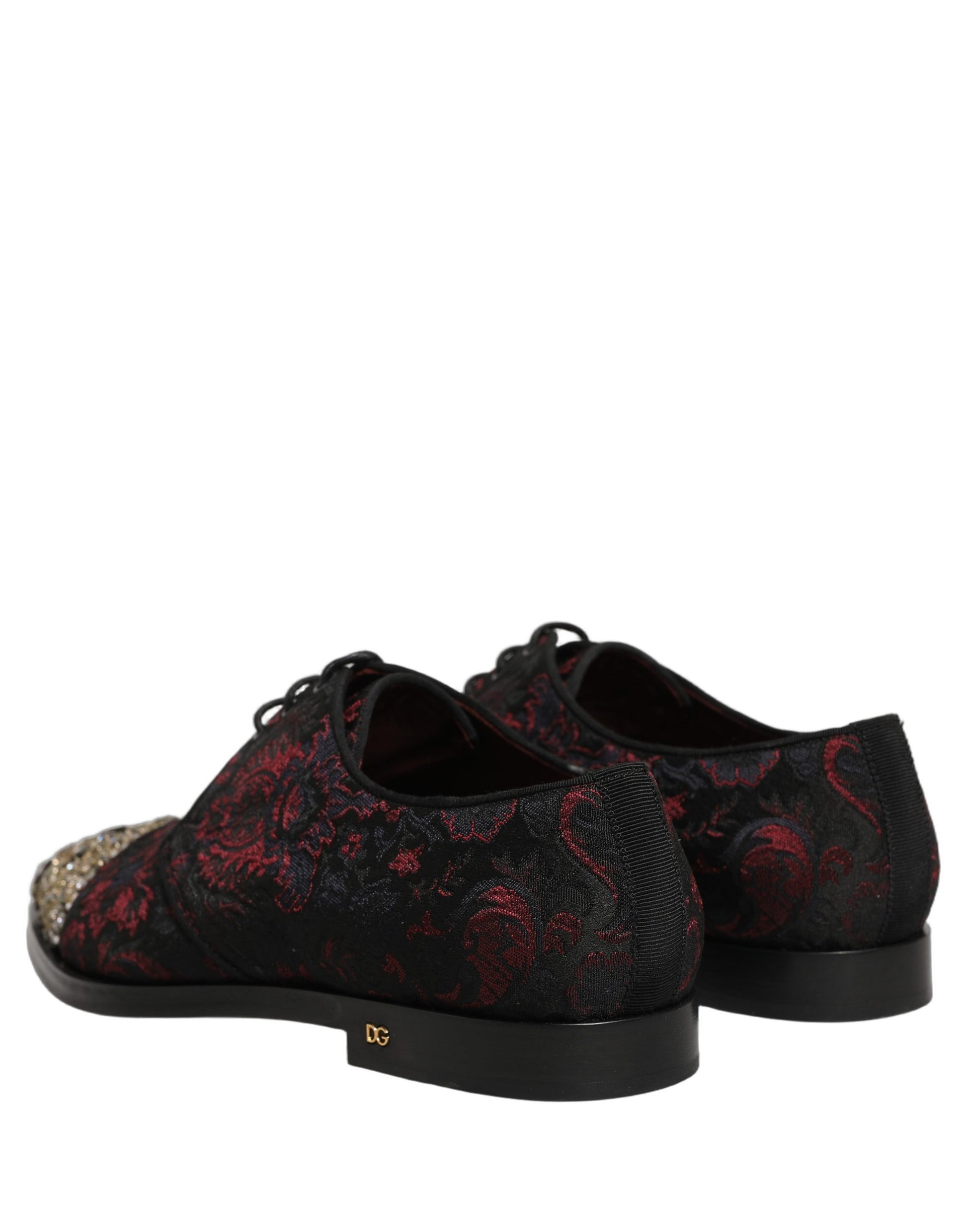Dolce & Gabbana Black Red Embellished Derby Dress Formal Shoes Dolce & Gabbana