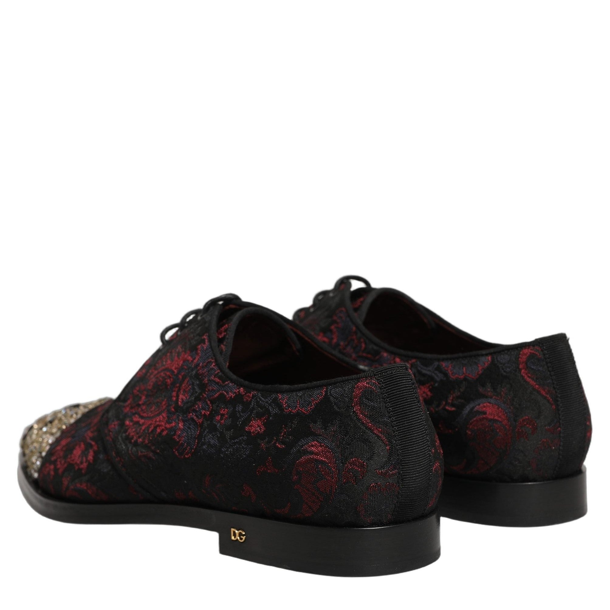 Dolce & Gabbana Black Red Embellished Derby Dress Formal Shoes Dolce & Gabbana