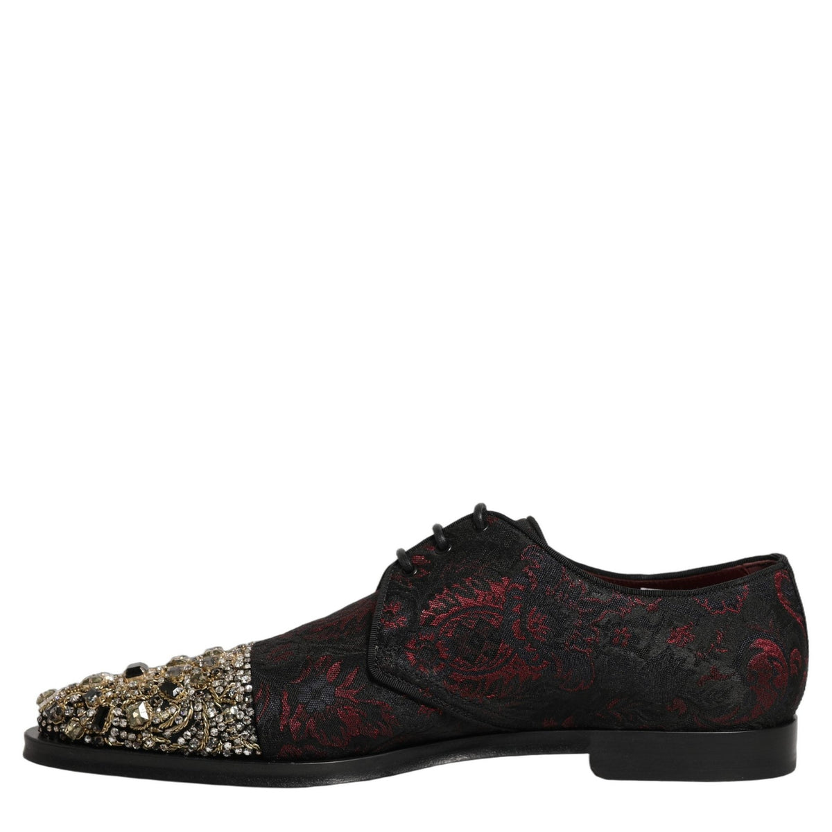 Dolce & Gabbana Black Red Embellished Derby Dress Formal Shoes Dolce & Gabbana