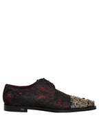 Dolce & Gabbana Black Red Embellished Derby Dress Formal Shoes - Eljoys Fashion 