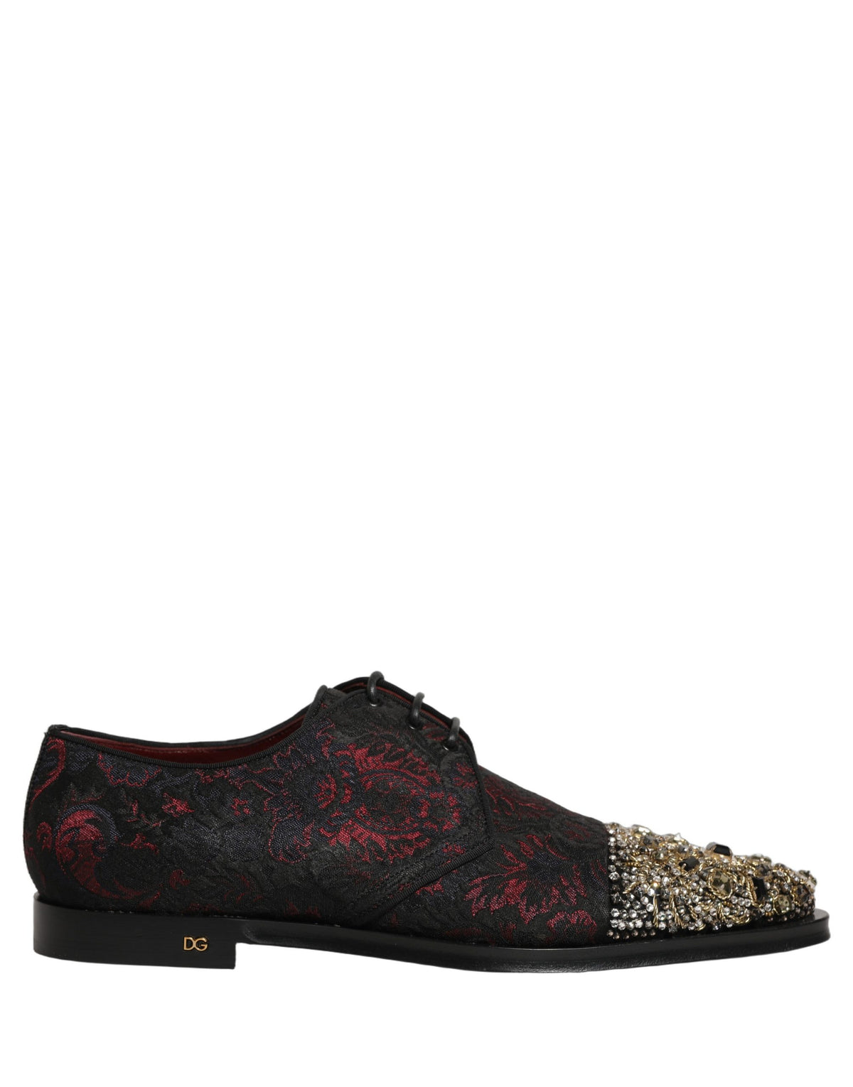 Dolce & Gabbana Black Red Embellished Derby Dress Formal Shoes - Eljoys Fashion 