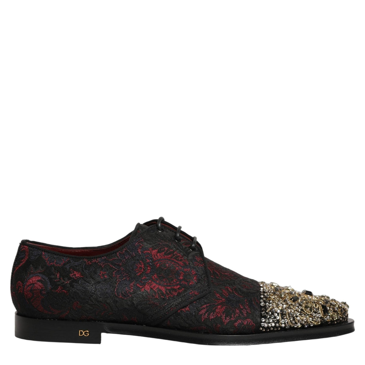 Dolce & Gabbana Black Red Embellished Derby Dress Formal Shoes Dolce & Gabbana