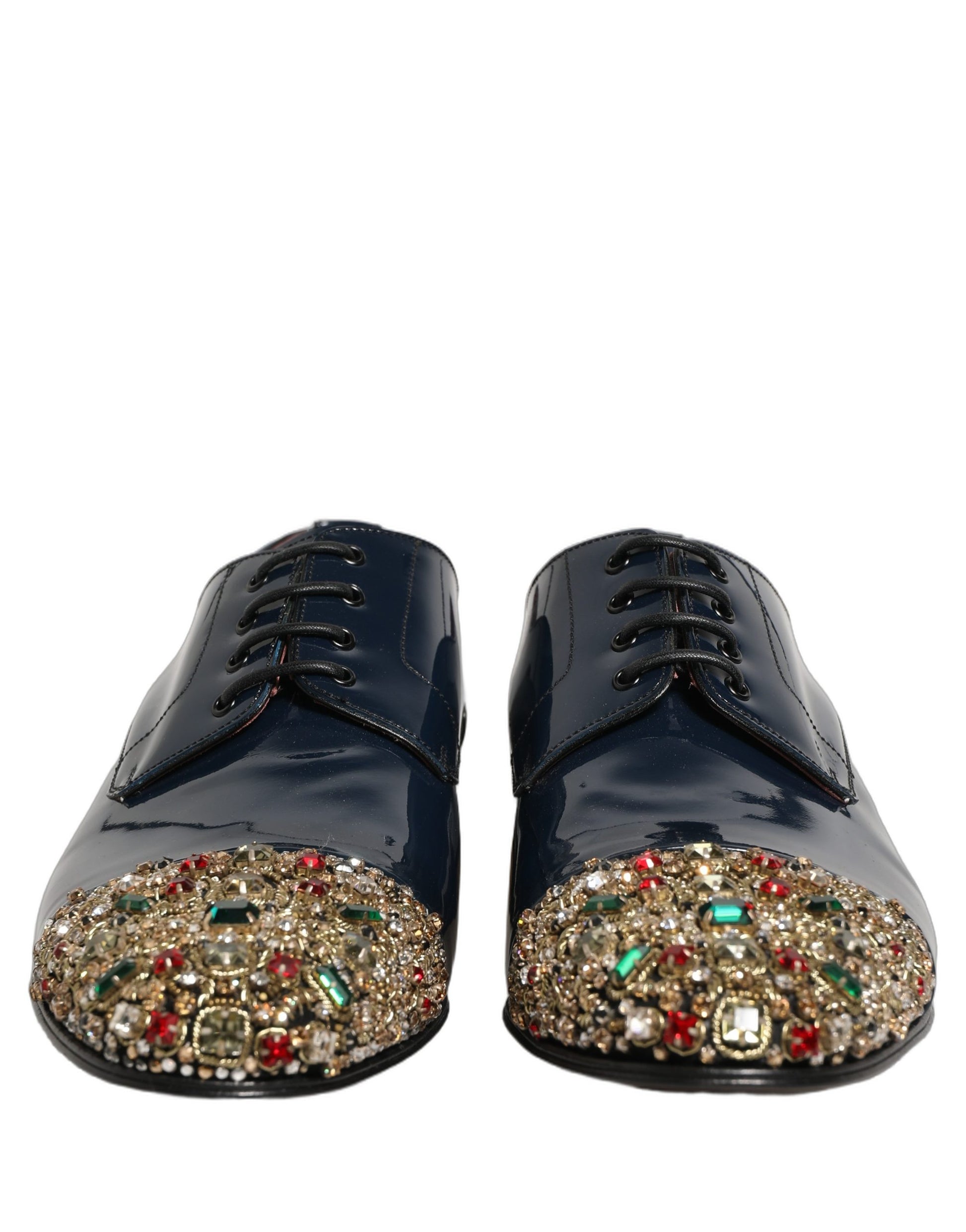 Dolce & Gabbana Blue Embellished Men Derby Dress Formal Shoes Dolce & Gabbana