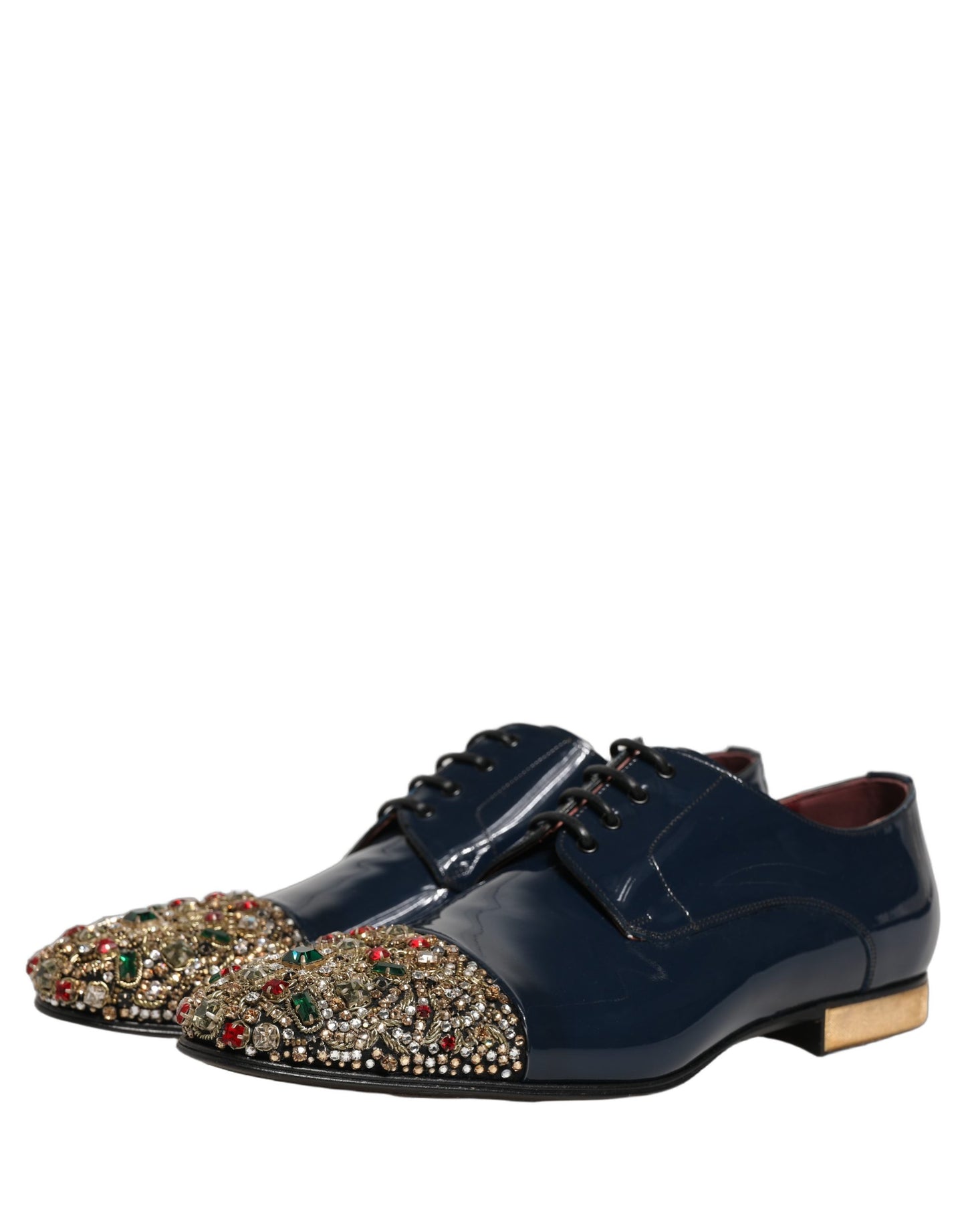 Dolce & Gabbana Blue Embellished Men Derby Dress Formal Shoes Dolce & Gabbana