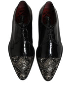 Dolce & Gabbana Black Embellished Men Derby Dress Formal Shoes Dolce & Gabbana