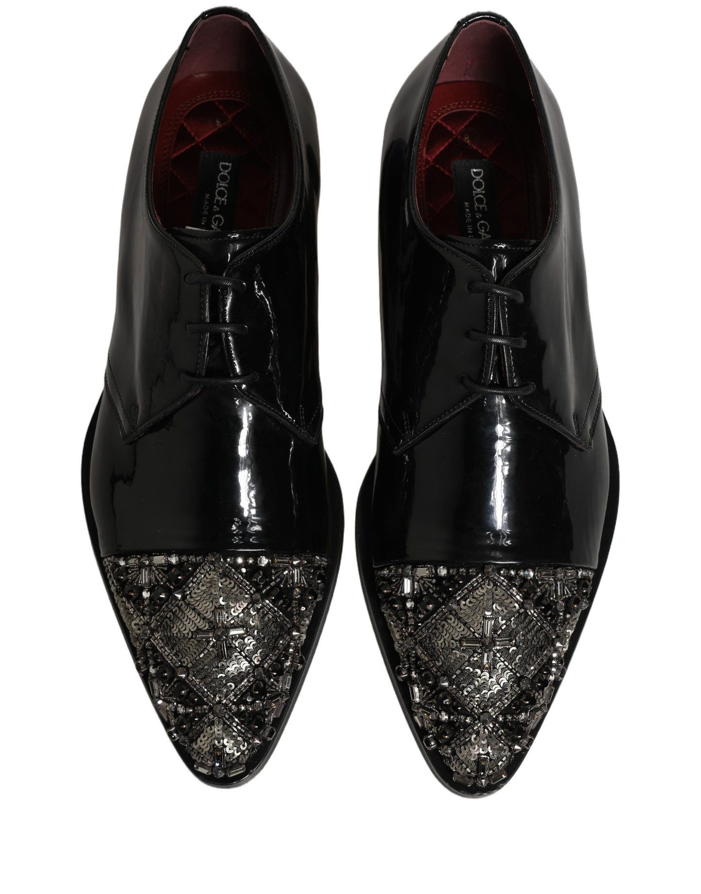 Dolce & Gabbana Black Embellished Men Derby Dress Formal Shoes Dolce & Gabbana