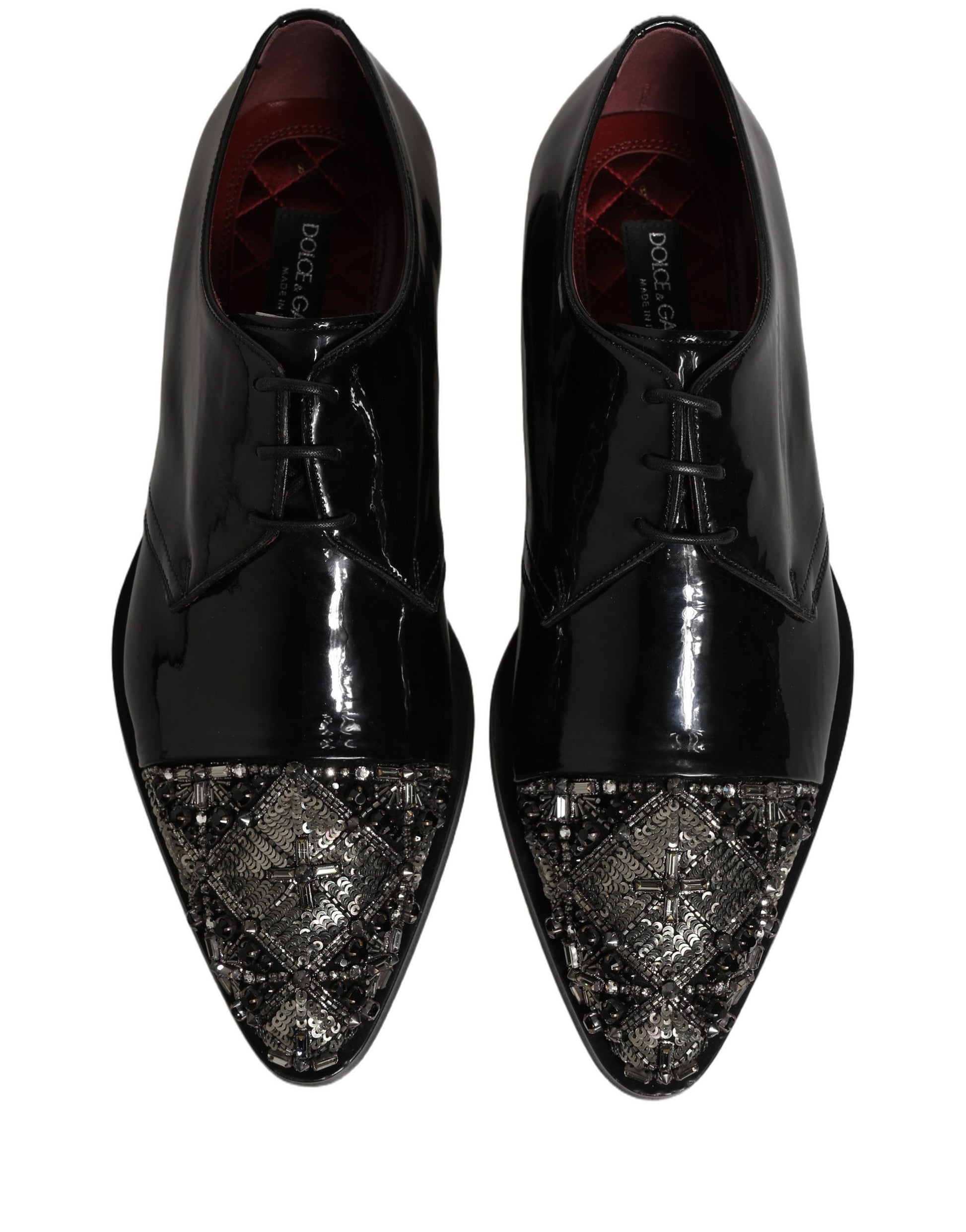 Dolce & Gabbana Black Embellished Men Derby Dress Formal Shoes Dolce & Gabbana