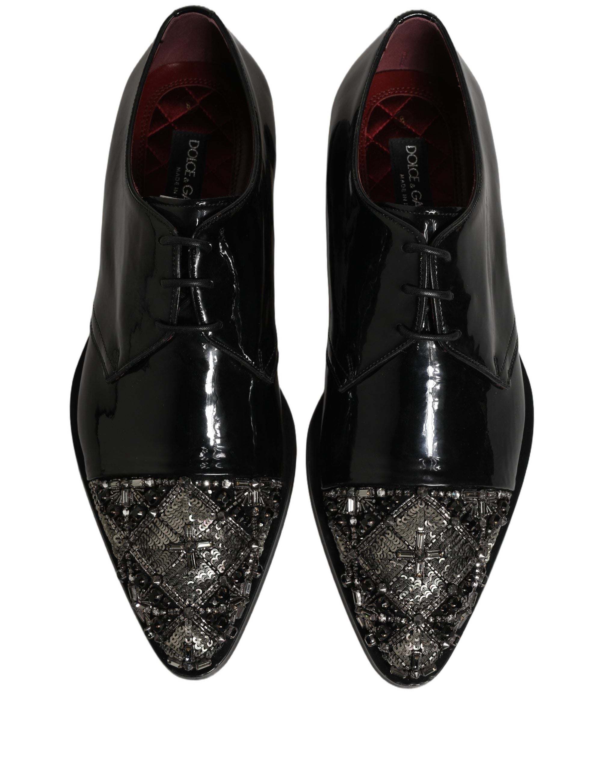 Dolce & Gabbana Black Embellished Men Derby Dress Formal Shoes Dolce & Gabbana