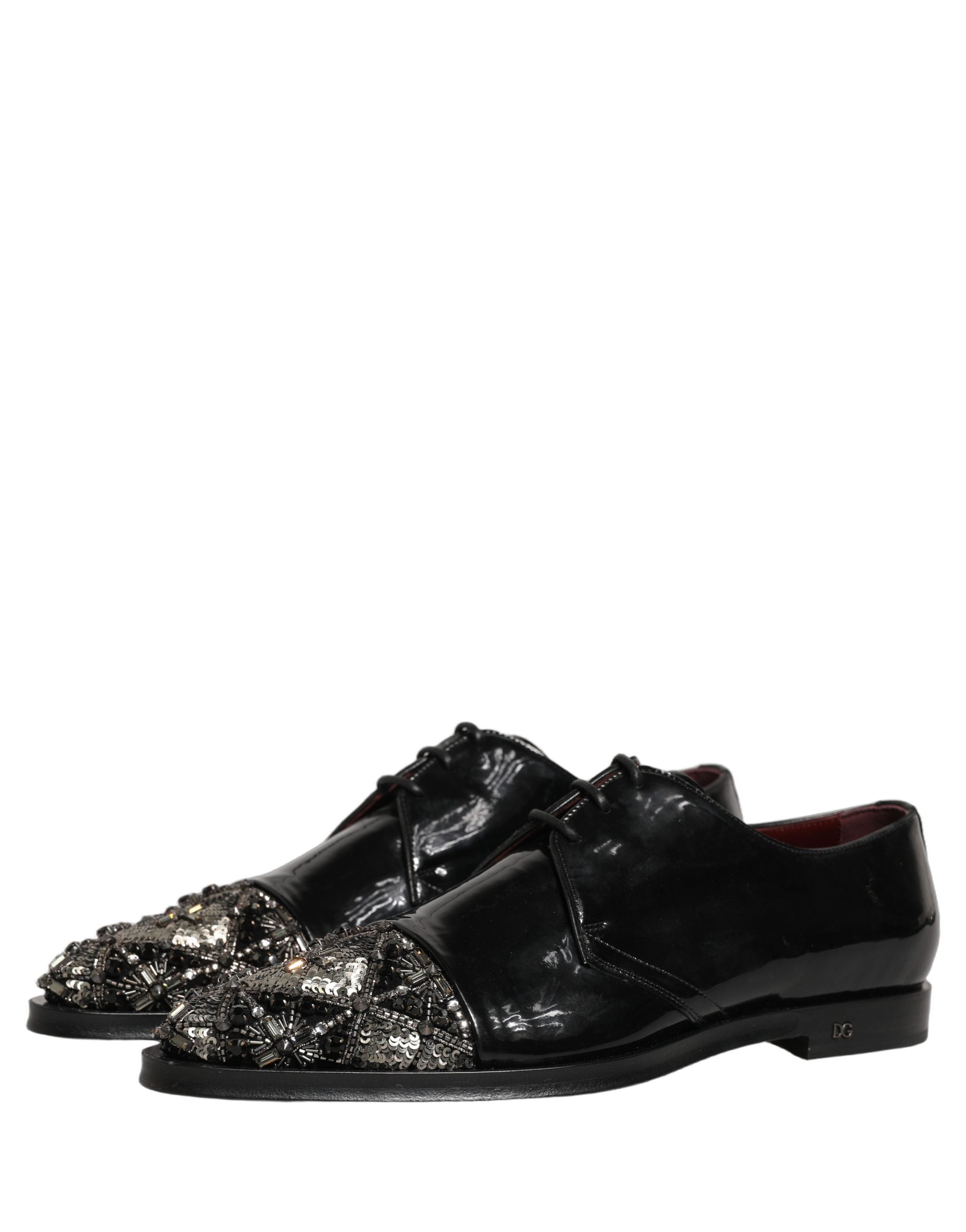 Dolce & Gabbana Black Embellished Men Derby Dress Formal Shoes Dolce & Gabbana