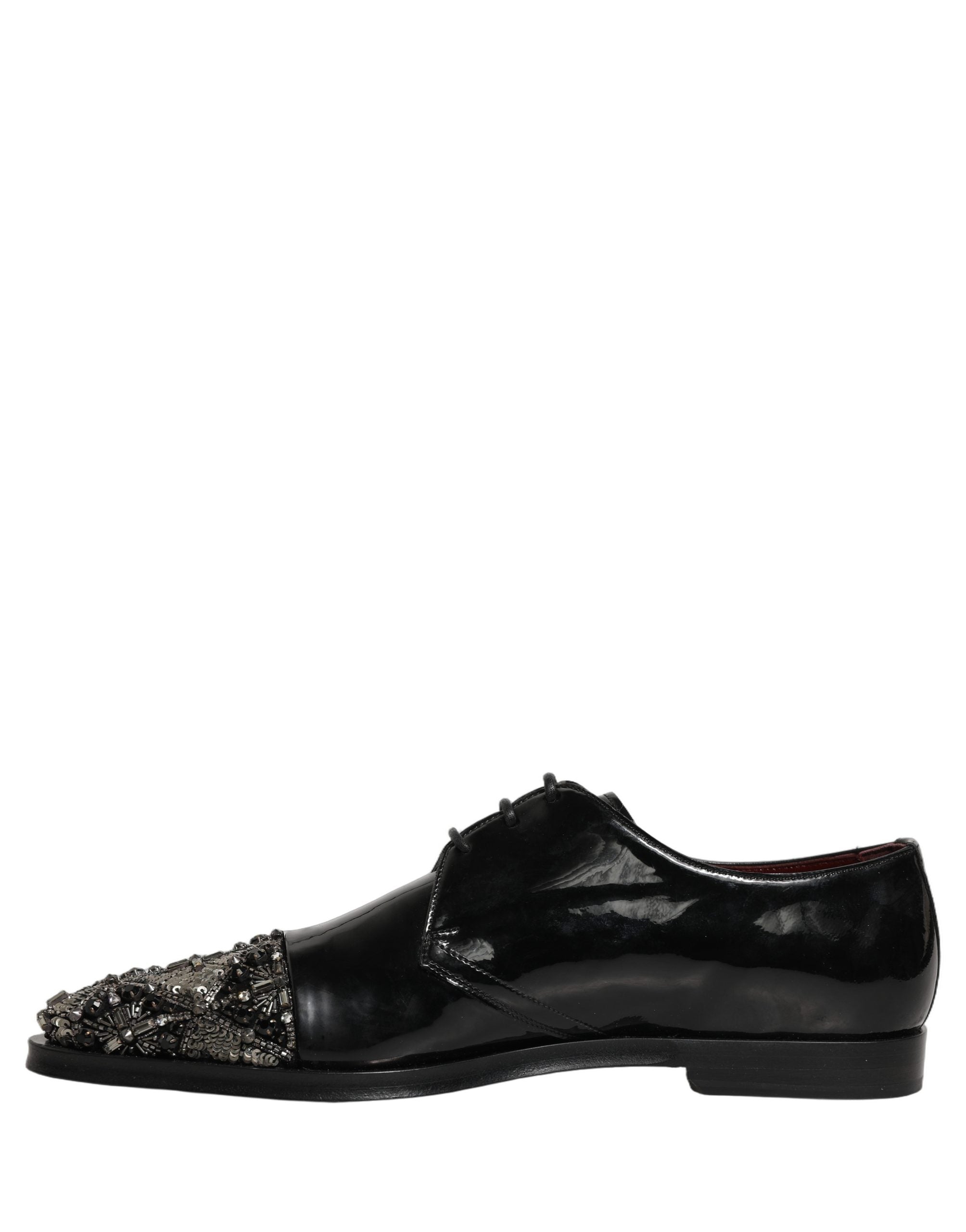 Dolce & Gabbana Black Embellished Men Derby Dress Formal Shoes Dolce & Gabbana
