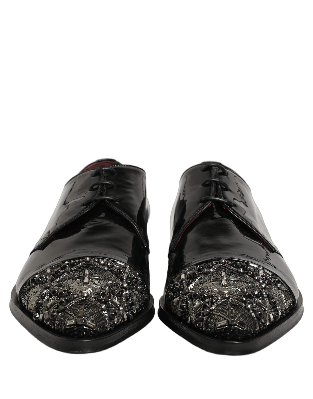 Dolce & Gabbana Black Embellished Derby Dress Formal Shoes Dolce & Gabbana