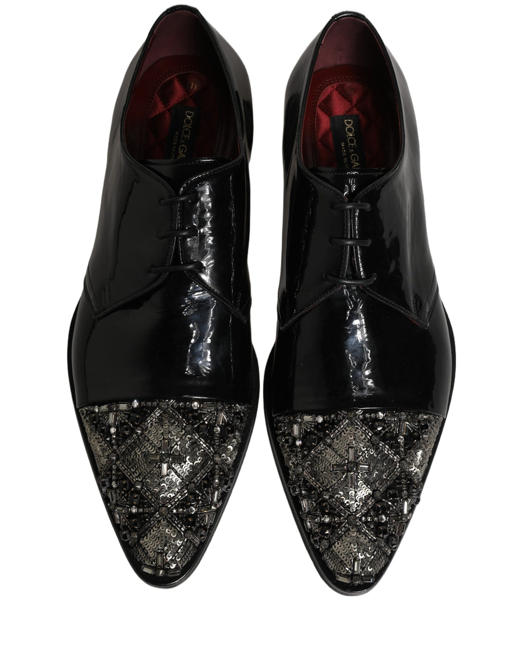 Dolce & Gabbana Black Embellished Derby Dress Formal Shoes Dolce & Gabbana
