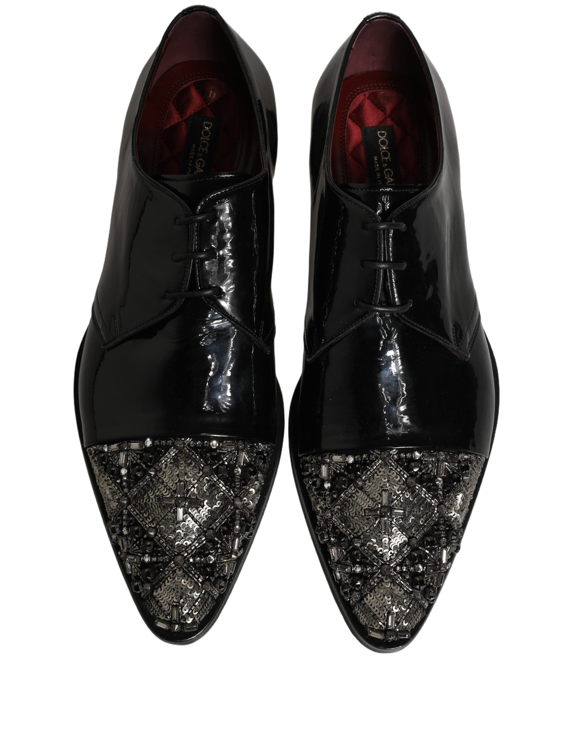 Dolce & Gabbana Black Embellished Derby Dress Formal Shoes Dolce & Gabbana