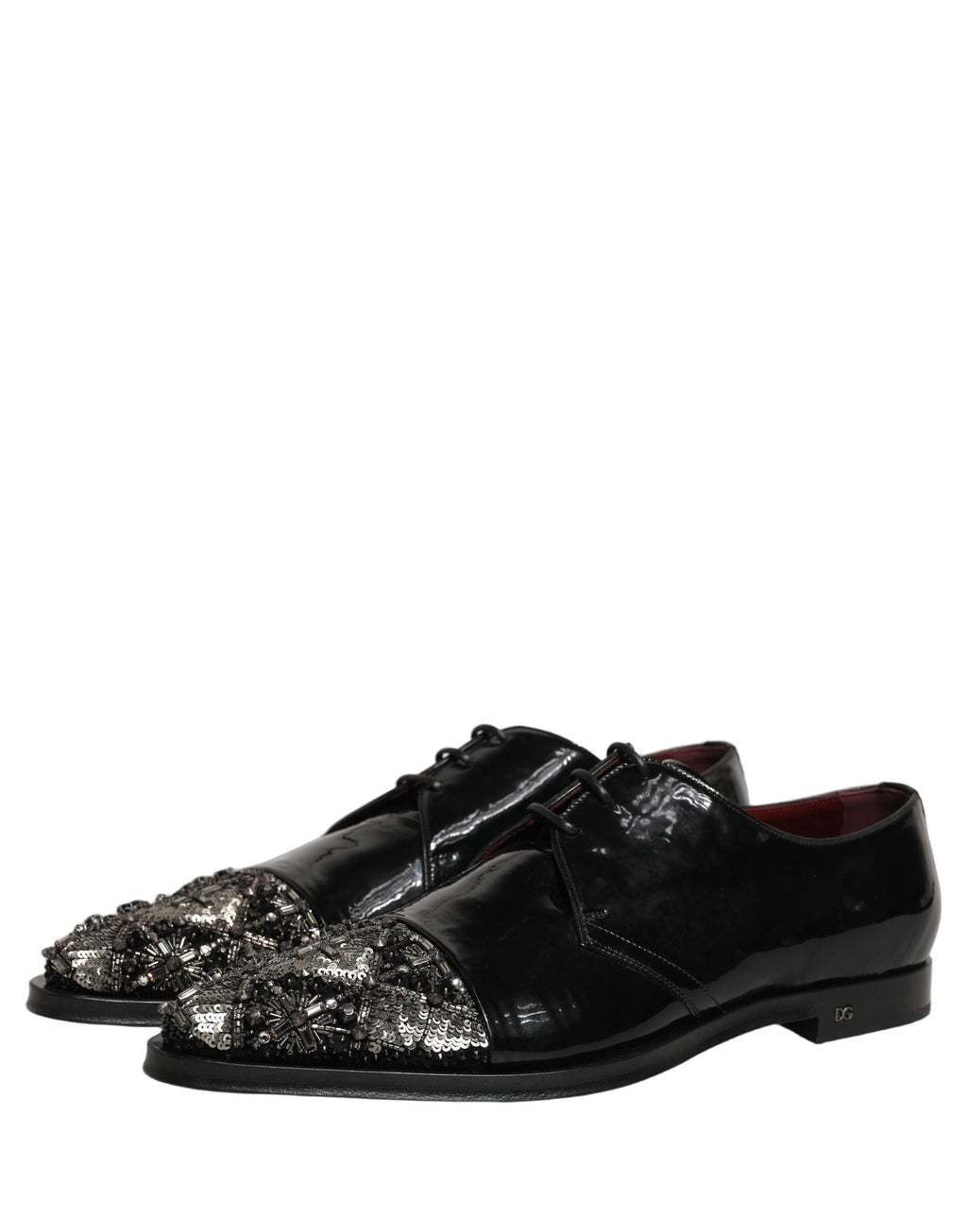 Dolce & Gabbana Black Embellished Derby Dress Formal Shoes Dolce & Gabbana