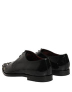 Dolce & Gabbana Black Embellished Derby Dress Formal Shoes Dolce & Gabbana