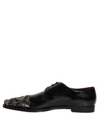 Dolce & Gabbana Black Embellished Derby Dress Formal Shoes Dolce & Gabbana