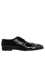 Dolce & Gabbana Black Embellished Derby Dress Formal Shoes Dolce & Gabbana