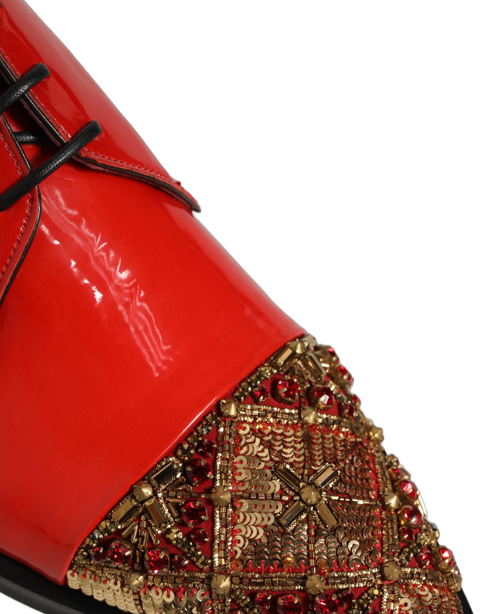 Dolce & Gabbana Red Embellished Men Derby Dress Formal Shoes Dolce & Gabbana