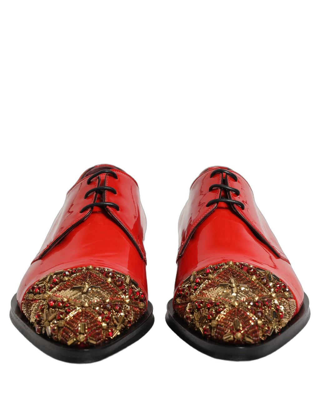 Dolce & Gabbana Red Embellished Men Derby Dress Formal Shoes Dolce & Gabbana