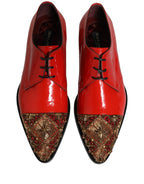 Dolce & Gabbana Red Embellished Men Derby Dress Formal Shoes Dolce & Gabbana
