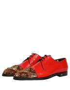 Dolce & Gabbana Red Embellished Men Derby Dress Formal Shoes Dolce & Gabbana