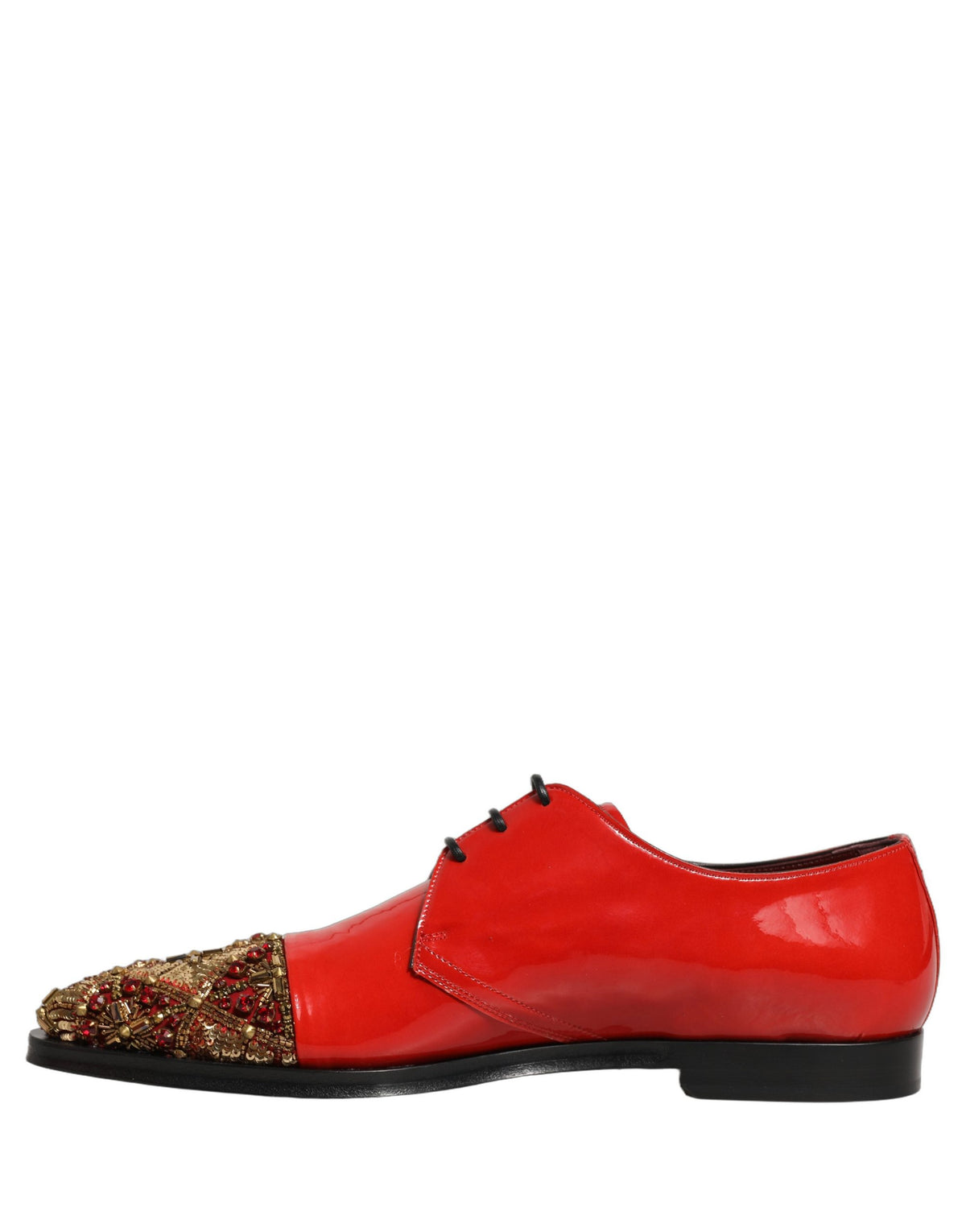Dolce & Gabbana Red Embellished Men Derby Dress Formal Shoes Dolce & Gabbana