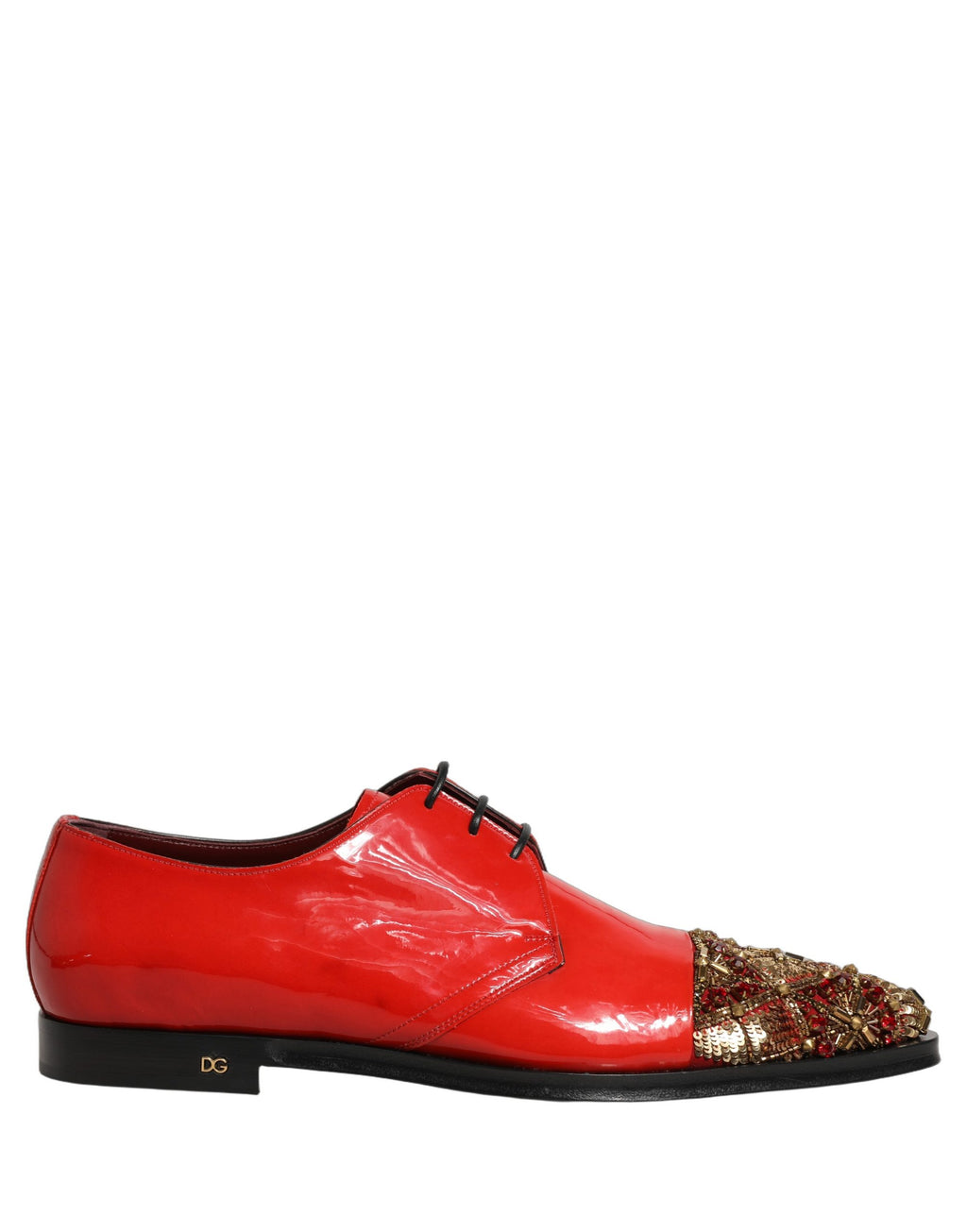 Dolce & Gabbana Red Embellished Men Derby Dress Formal Shoes Dolce & Gabbana