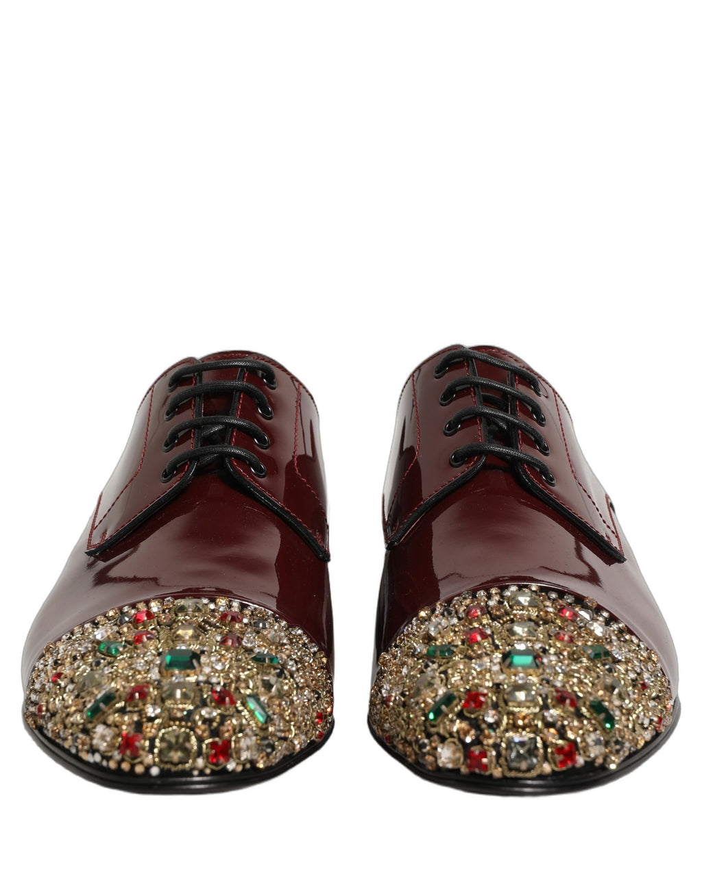 Dolce & Gabbana Maroon Embellished Derby Dress Formal Shoes Dolce & Gabbana