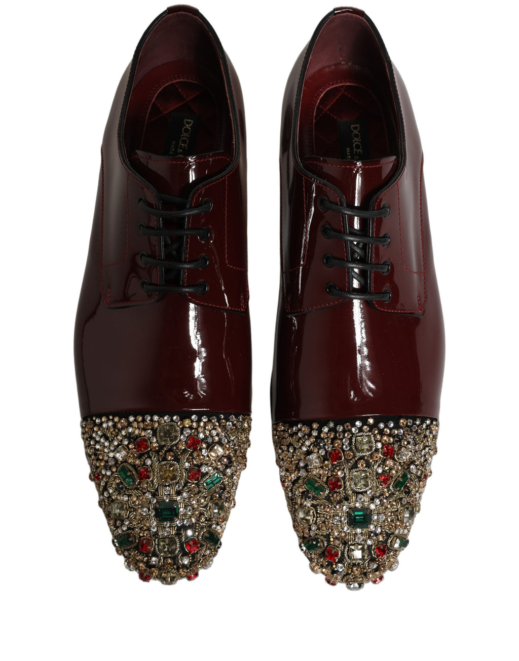 Dolce & Gabbana Maroon Embellished Derby Dress Formal Shoes Dolce & Gabbana