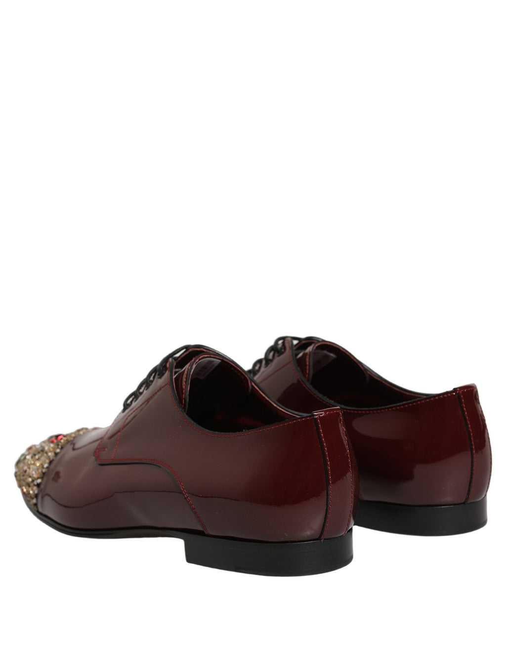 Dolce & Gabbana Maroon Embellished Derby Dress Formal Shoes Dolce & Gabbana