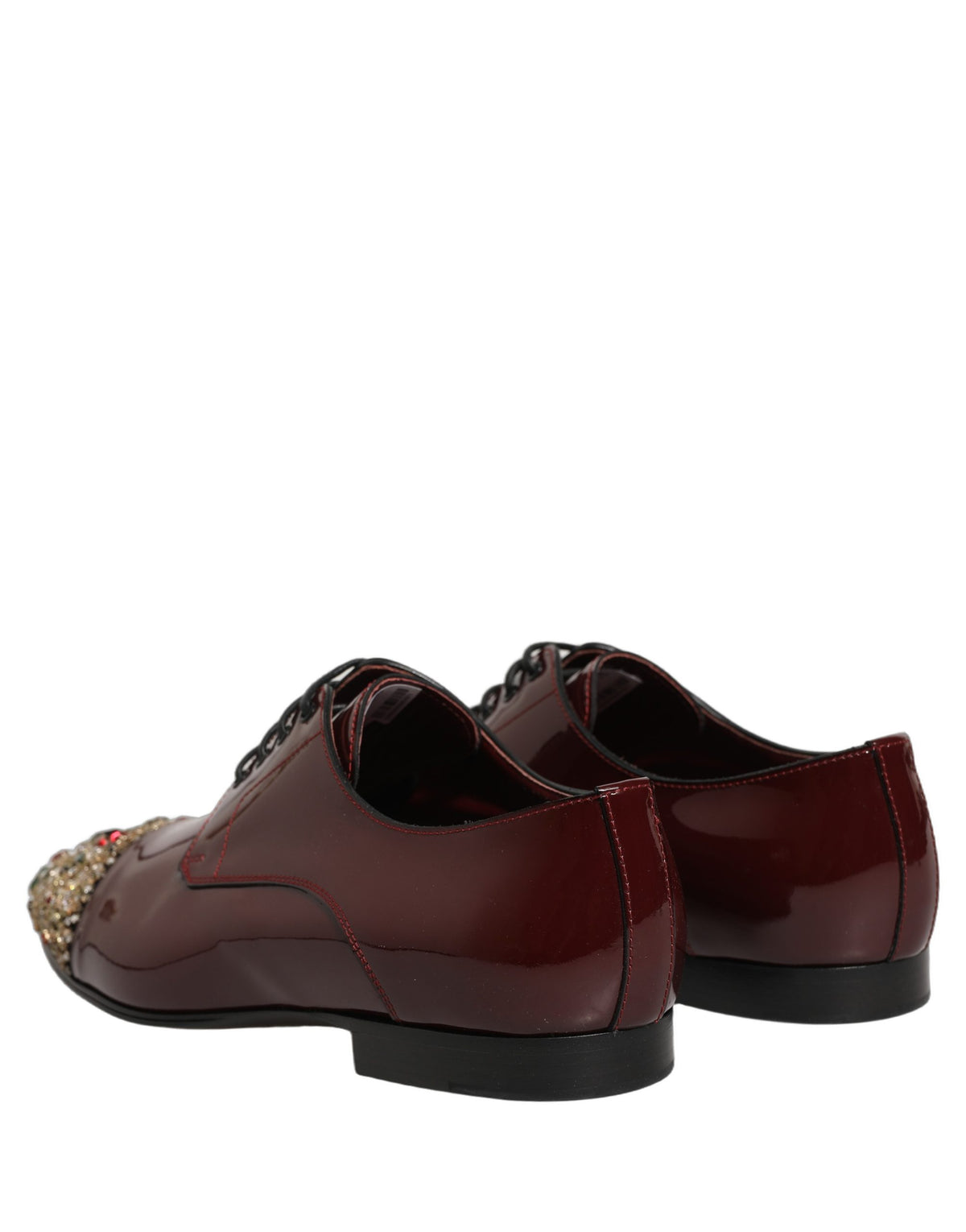 Dolce & Gabbana Maroon Embellished Derby Dress Formal Shoes Dolce & Gabbana