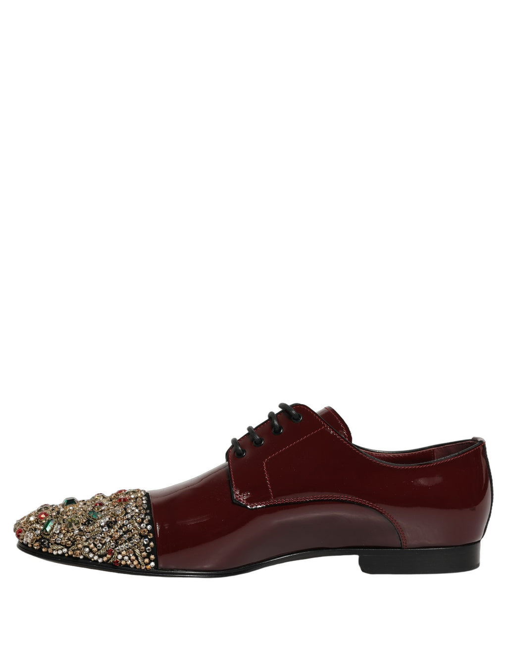 Dolce & Gabbana Maroon Embellished Derby Dress Formal Shoes Dolce & Gabbana