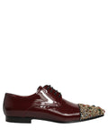 Dolce & Gabbana Maroon Embellished Derby Dress Formal Shoes Dolce & Gabbana