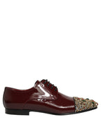 Dolce & Gabbana Maroon Embellished Derby Dress Formal Shoes Dolce & Gabbana