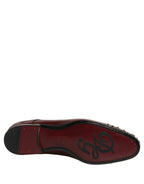 Dolce & Gabbana Maroon Embellished Derby Dress Formal Shoes Dolce & Gabbana