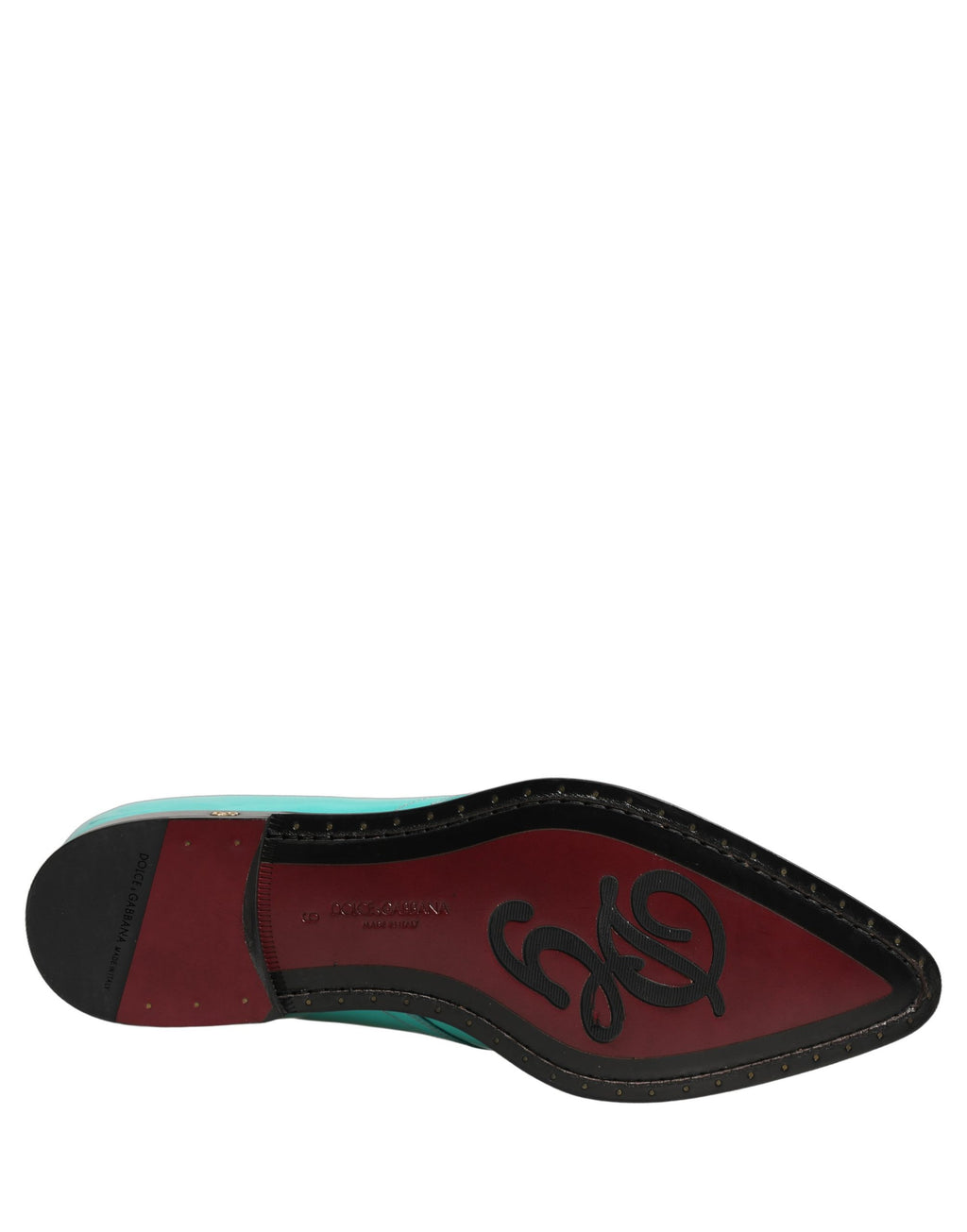 Dolce & Gabbana Aqua Blue Embellished Derby Dress Shoes with ornate detailing and sleek formal design.