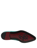Dolce & Gabbana Aqua Blue Embellished Derby Dress Shoes with ornate detailing and sleek formal design.
