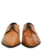 Dolce & Gabbana Brown Leather Lace Up Men Derby Dress Shoes Dolce & Gabbana