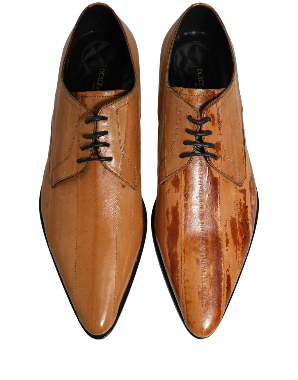 Dolce & Gabbana Brown Leather Lace Up Men Derby Dress Shoes Dolce & Gabbana