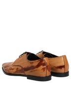 Dolce & Gabbana Brown Leather Lace Up Men Derby Dress Shoes Dolce & Gabbana