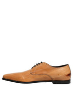 Dolce & Gabbana Brown Leather Lace Up Men Derby Dress Shoes Dolce & Gabbana