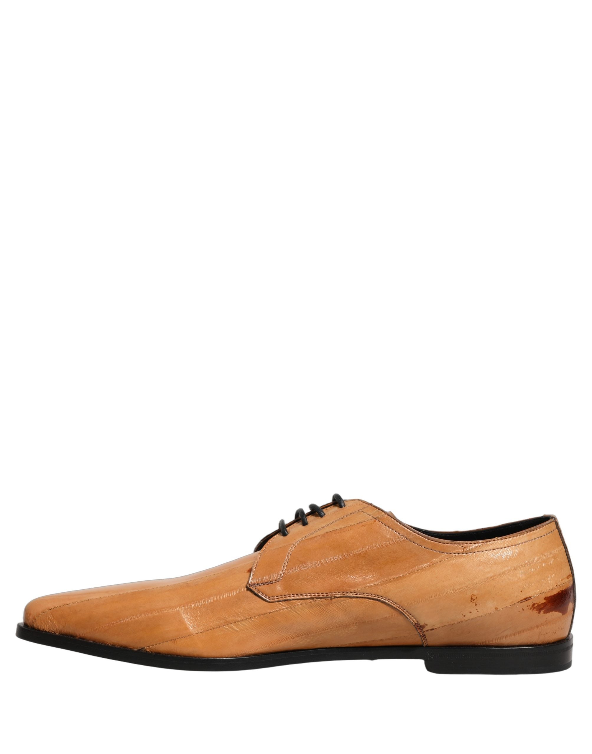 Dolce & Gabbana Brown Leather Lace Up Men Derby Dress Shoes Dolce & Gabbana