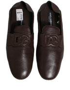 Dolce & Gabbana Brown Deerskin Leather Driver Loafers Shoes