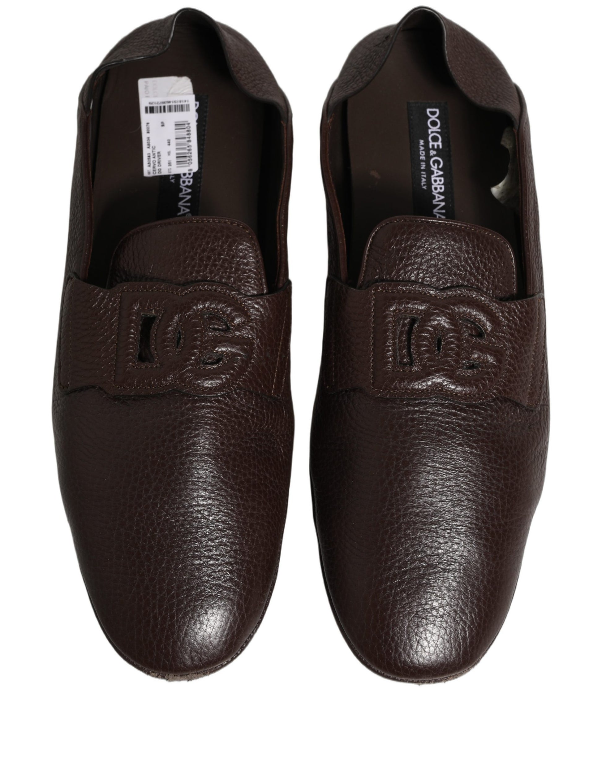 Dolce & Gabbana Brown Deerskin Leather Driver Loafers Shoes Dolce & Gabbana