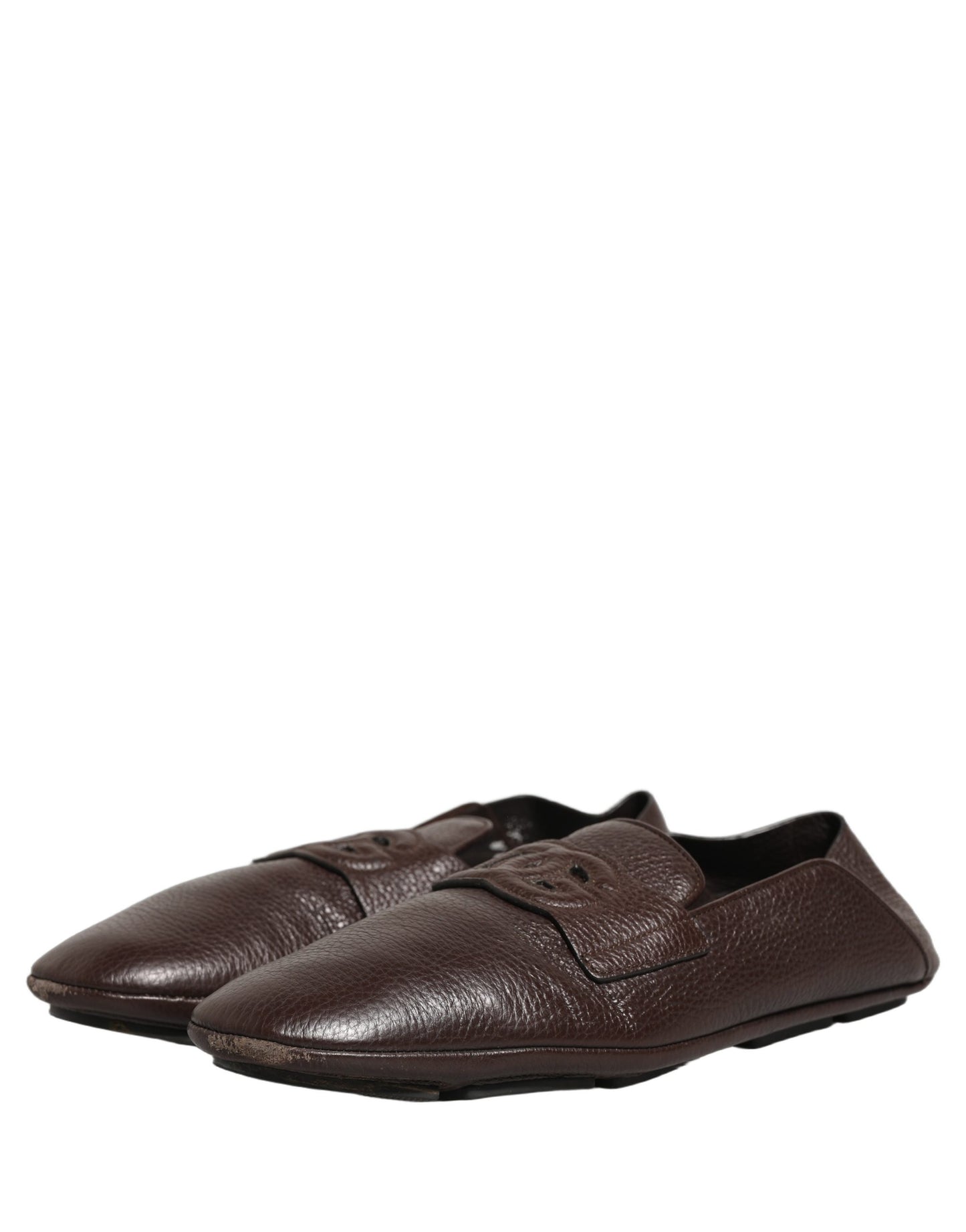 Dolce & Gabbana Brown Deerskin Leather Driver Loafers Shoes Dolce & Gabbana